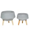 Peyton Lane Set Of 2 Grey Wood Contemporary Planters In Grey