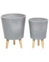 Peyton Lane Set Of 2 Grey Wood Contemporary Planters In Grey