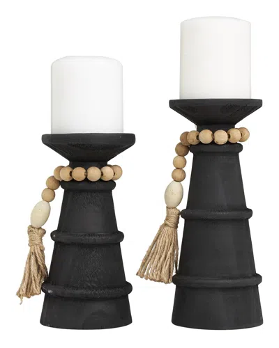 Peyton Lane Set Of 2 Black Wood Handmade Textured