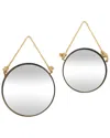 Peyton Lane Set Of 2 Industrial Wall Mirrors In Brown