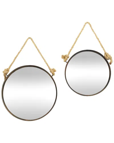 Peyton Lane Set Of 2 Industrial Wall Mirrors In Brown
