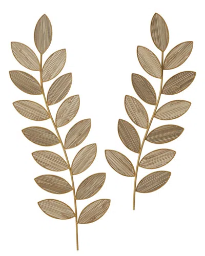 Peyton Lane Set Of 2 Leaves Wall Decor In Brown