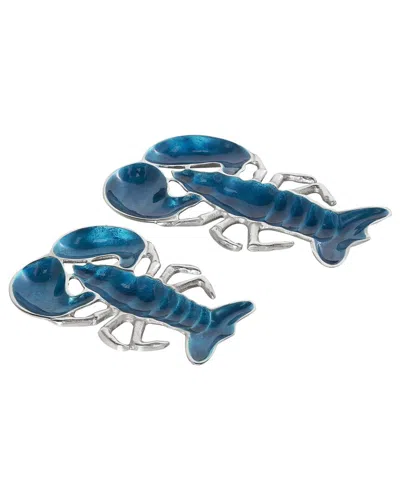 Peyton Lane Set Of 2 Lobster Aluminum Metal Enameled Decor Tray In Blue