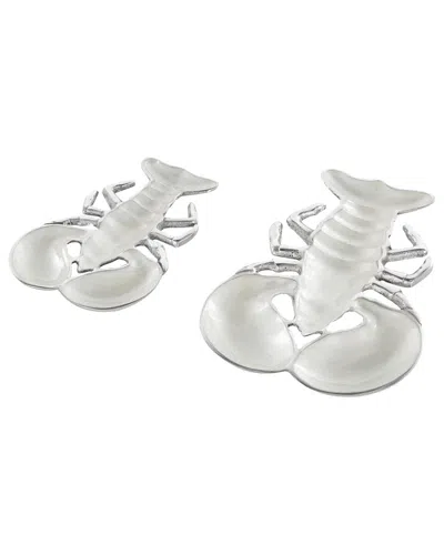 Peyton Lane Set Of 2 Lobster Aluminum Metal Enameled Serving Bowl In Silver