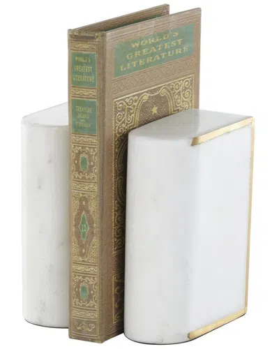 Peyton Lane Set Of 2 Marble Curved Rectangular Decorative Bookends