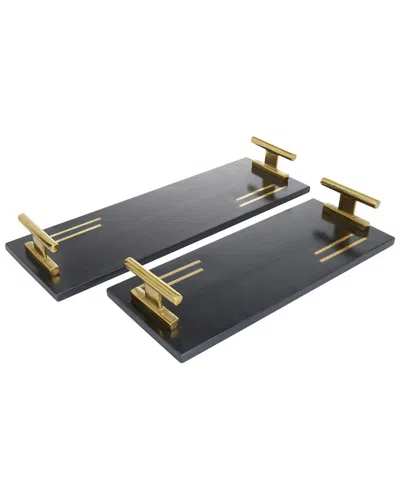 Peyton Lane Set Of 2 Marble Trays In Black