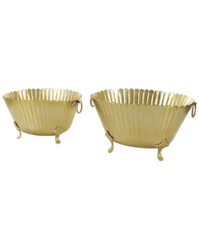 Peyton Lane Set Of 2 Metal Planters In Gold