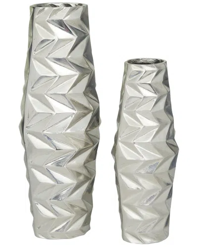 Peyton Lane Set Of 2 Modern Cylinder Silver Aluminum Vase