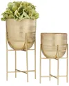 Peyton Lane Set Of 2 Modern Planter In Gold