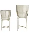 Peyton Lane Set Of 2 Modern Planters In Silver