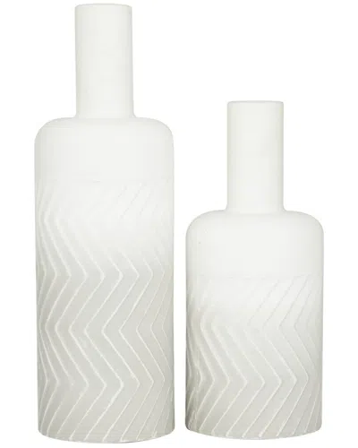 Peyton Lane Set Of 2 Modern Solid White Metal Vase