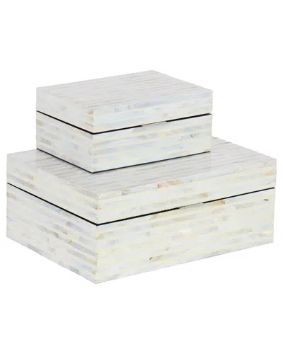 Peyton Lane Set Of 2 Mother Of Pearl Shell Handmade Decorative Box