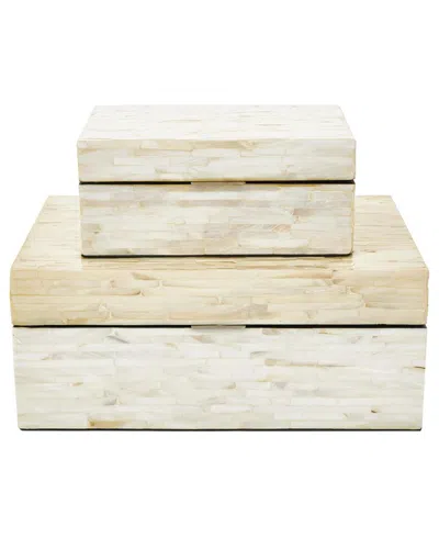 Peyton Lane Set Of 2 Mother Of Pearl Shell Handmade Decorative Box In Neutral