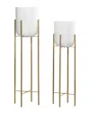 Peyton Lane Set Of 2 Multi Colored Metal Contemporary Planters In Multi
