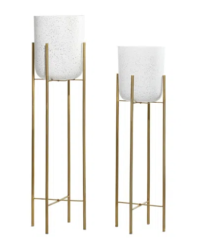 Peyton Lane Set Of 2 Multi Colored Metal Contemporary Planters