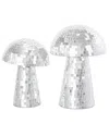Peyton Lane Set Of 2 Mushroom Silver Glass Handmade Mosaic Mirrored Sculpture In Silver