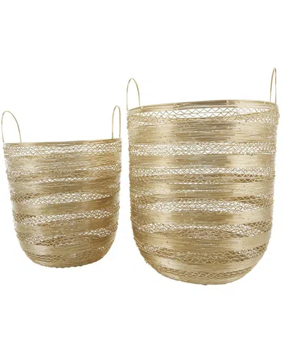 Peyton Lane Set Of 2 Open Frame Wire Zig Zag Storage Baskets