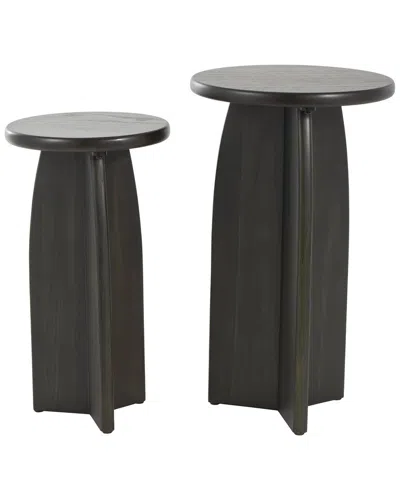 Peyton Lane Set Of 2 Pedestal Accent Tables In Black