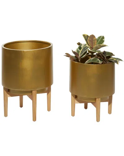 Peyton Lane Set Of 2 Planters In Gold