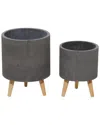 Peyton Lane Set Of 2 Polystone Contemporary Planters In Grey