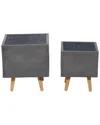 Peyton Lane Set Of 2 Dark Grey Polystone Contemporary Planters In Grey