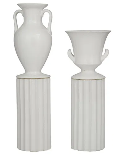 Peyton Lane Set Of 2 Porcelain Vase In White