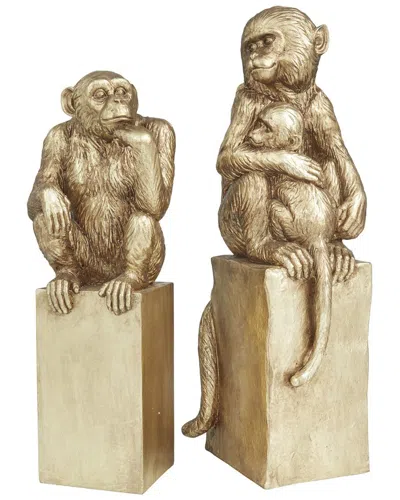 Peyton Lane Set Of 2 Resin Glam Sculptures In Gold