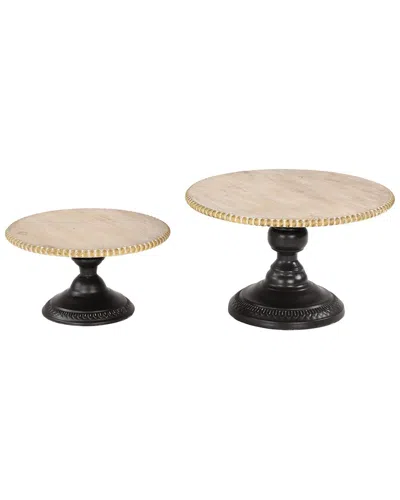 Peyton Lane Set Of 2 Rustic Round Cake Stands In Brown
