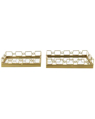 Peyton Lane Set Of 2 Serving Trays In Gold