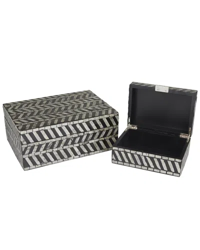 Peyton Lane Set Of 2 Shell Box In Black
