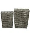 Peyton Lane Set Of 2 Traditional Rectangle Metal Storage Basket With Matching Tops In Gray