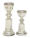 Peyton Lane Set Of 2 Traditional Solid Glass Candle Holder In Silver