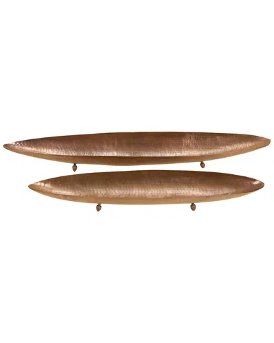Peyton Lane Set Of 2 Traditional Solid Metal Tray In Brown