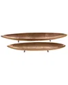 Peyton Lane Set Of 2 Traditional Solid Metal Tray In Brown