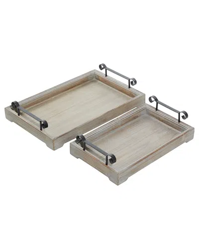 Peyton Lane Set Of 2 Vintage Trays In Beige