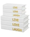 Peyton Lane Set Of 2 White Canvas Faux Storage Book Box With Gold Live, Laugh,  Love Text In White