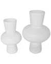 Peyton Lane Set Of 2 White Glass Trumpet Vase In White