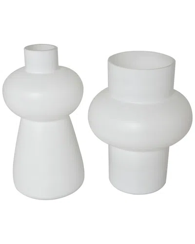 Peyton Lane Set Of 2 White Glass Vase