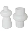 Peyton Lane Set Of 2 White Glass Trumpet Vase In White