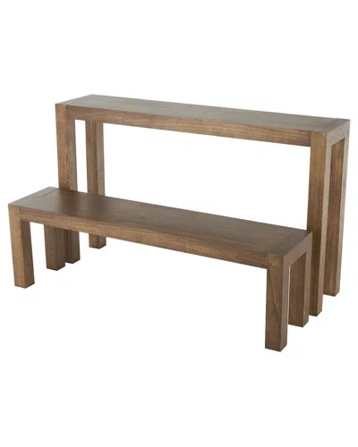 Peyton Lane Set Of 2 Wood Console Table With Bench In Brown