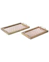 Peyton Lane Set Of 2 Wood Metal Glass Trays
