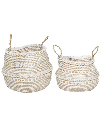 Peyton Lane Set Of 2 Wood Natural Storage Baskets In Brown