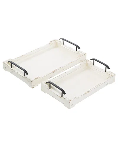 Peyton Lane Set Of 2 Wood Trays In White