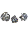 Peyton Lane Set Of 3 Abstract Dark Grey Glass Handmade Iridescent Knotted Ball Sculpture In Grey