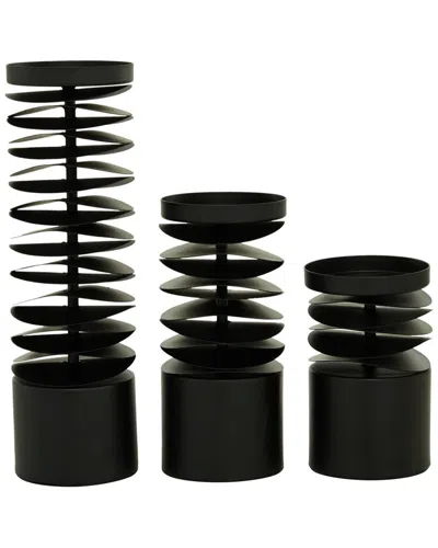 Peyton Lane Set Of 3 Black Metal Contemporary Candle Holder