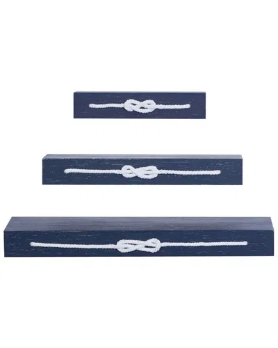 Peyton Lane Set Of 3 Blue Wood Wall Shelves