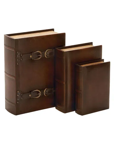 Peyton Lane Set Of 3 Book Accents In Brown