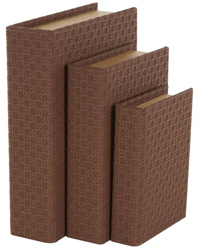 Peyton Lane Set Of 3 Book Shaped Decorative Box In Brown