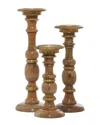 Peyton Lane Set Of 3 Brown Mango Wood Natural Candle Holder In Brown