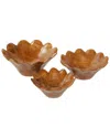Peyton Lane Set Of 3 Brown Teak Wood Decorative Bowls In Brown